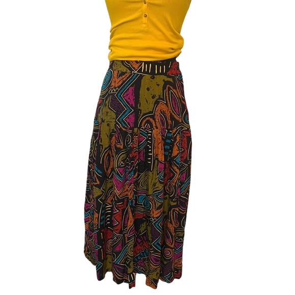 80s vintage abstract midi maxi skirt size small - Picture 2 of 14